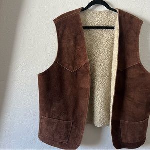 VINTAGE Reversable Brown Suede and Sherpa Vest